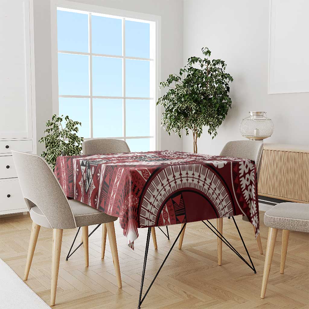 Bula Fiji Vintage Tablecloth Scarlet Masi Motifs