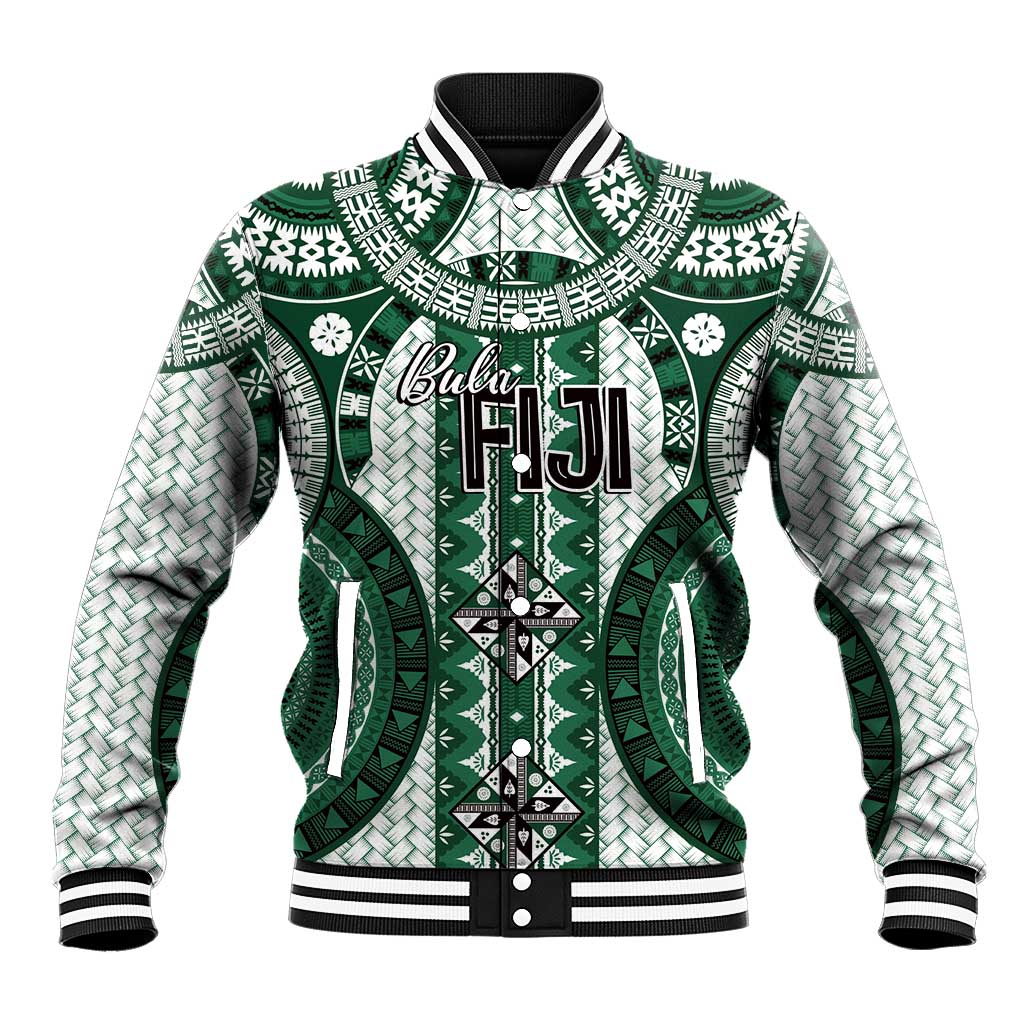 Bula Fiji Vintage Baseball Jacket Phthalo Green Masi Motifs