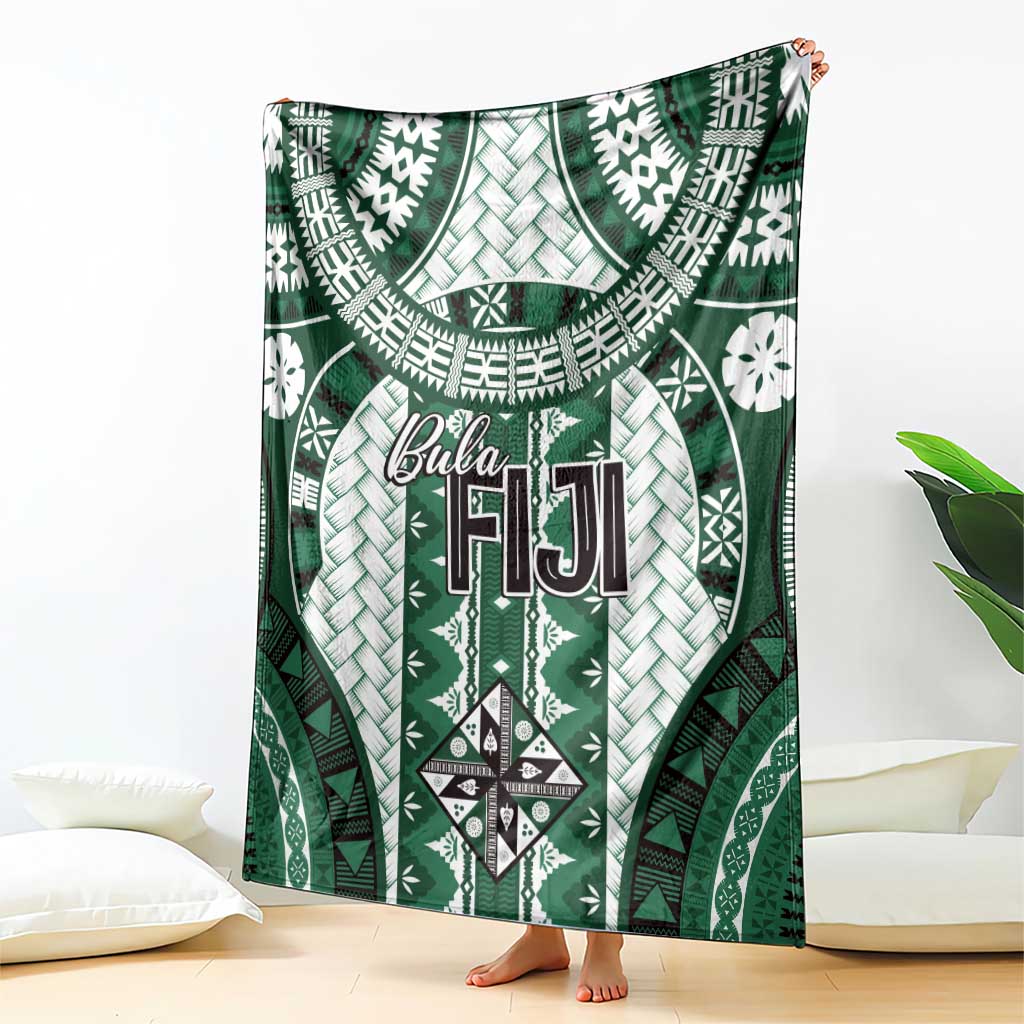 Bula Fiji Vintage Blanket Phthalo Green Masi Motifs