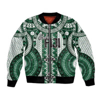 Bula Fiji Vintage Bomber Jacket Phthalo Green Masi Motifs LT7 Unisex Phthalo Green - Polynesian Pride