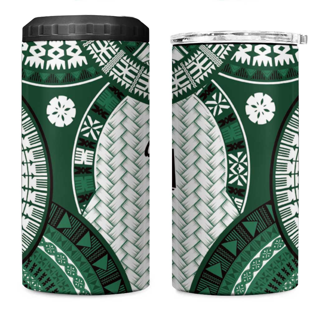 Bula Fiji Vintage 4 in 1 Can Cooler Tumbler Phthalo Green Masi Motifs