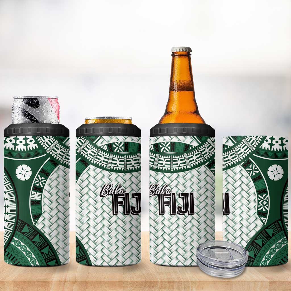 Bula Fiji Vintage 4 in 1 Can Cooler Tumbler Phthalo Green Masi Motifs