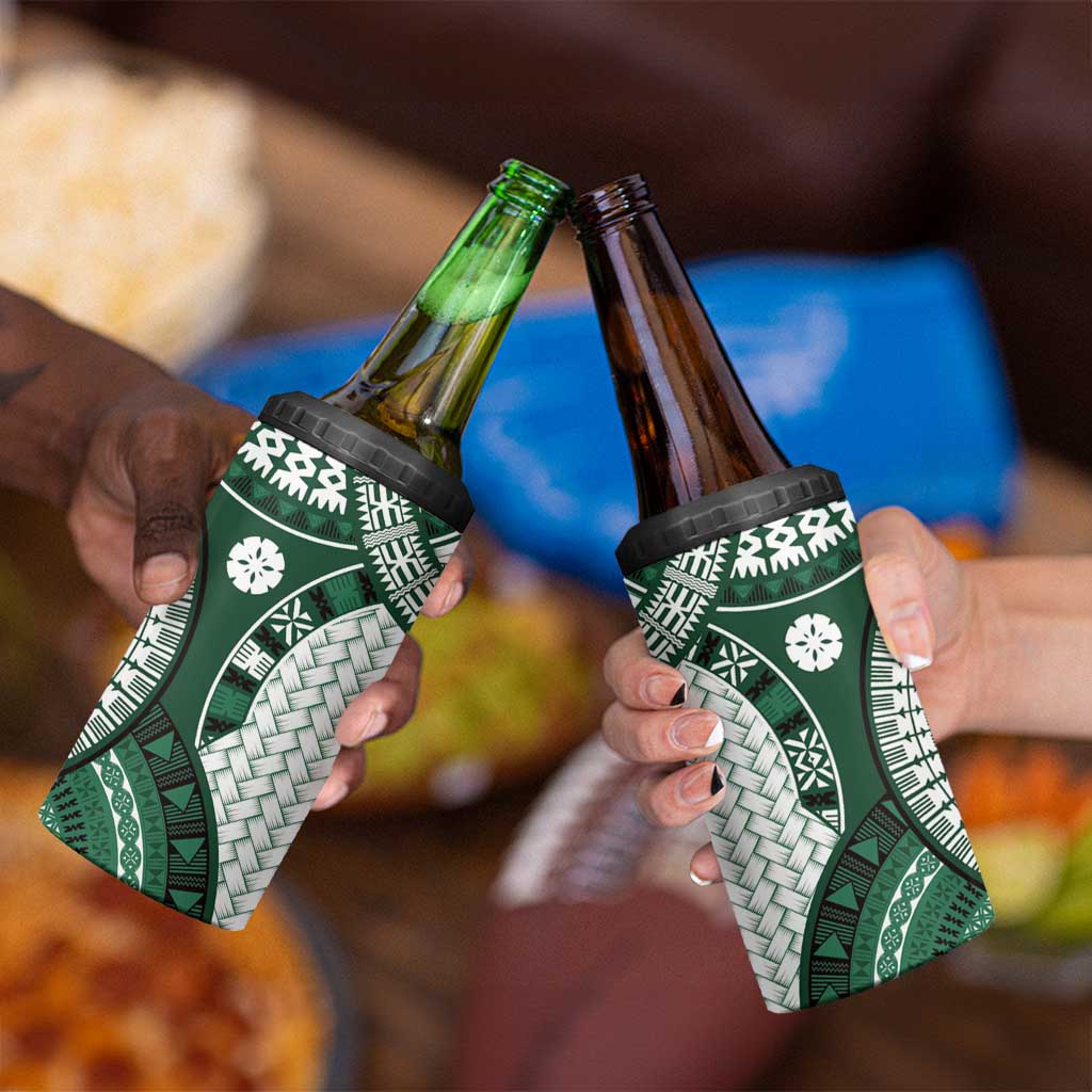 Bula Fiji Vintage 4 in 1 Can Cooler Tumbler Phthalo Green Masi Motifs