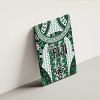Bula Fiji Vintage Canvas Wall Art Phthalo Green Masi Motifs