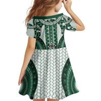 Bula Fiji Vintage Family Matching Summer Maxi Dress and Hawaiian Shirt Phthalo Green Masi Motifs