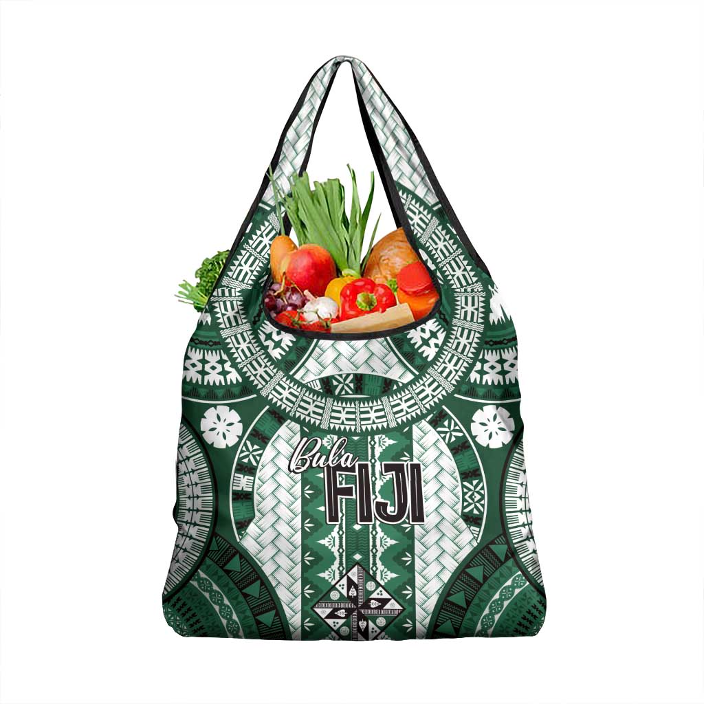 Bula Fiji Vintage Grocery Bag Phthalo Green Masi Motifs
