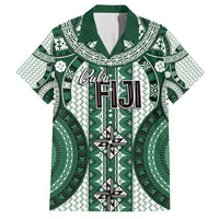 Bula Fiji Vintage Hawaiian Shirt Phthalo Green Masi Motifs