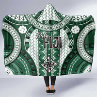 Bula Fiji Vintage Hooded Blanket Phthalo Green Masi Motifs