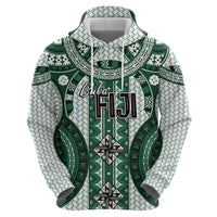 Bula Fiji Vintage Hoodie Phthalo Green Masi Motifs