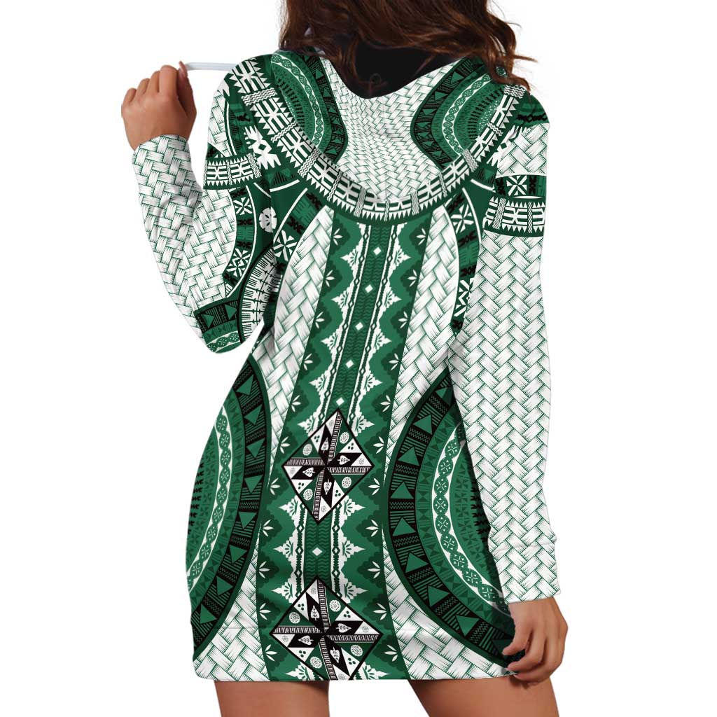 Bula Fiji Vintage Hoodie Dress Phthalo Green Masi Motifs Bula Fiji Vintage Hoodie Dress Phthalo Green Masi Motifs