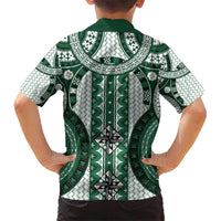 Bula Fiji Vintage Kid Hawaiian Shirt Phthalo Green Masi Motifs LT7 - Polynesian Pride