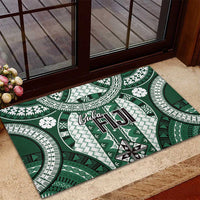 Bula Fiji Vintage Rubber Doormat Phthalo Green Masi Motifs