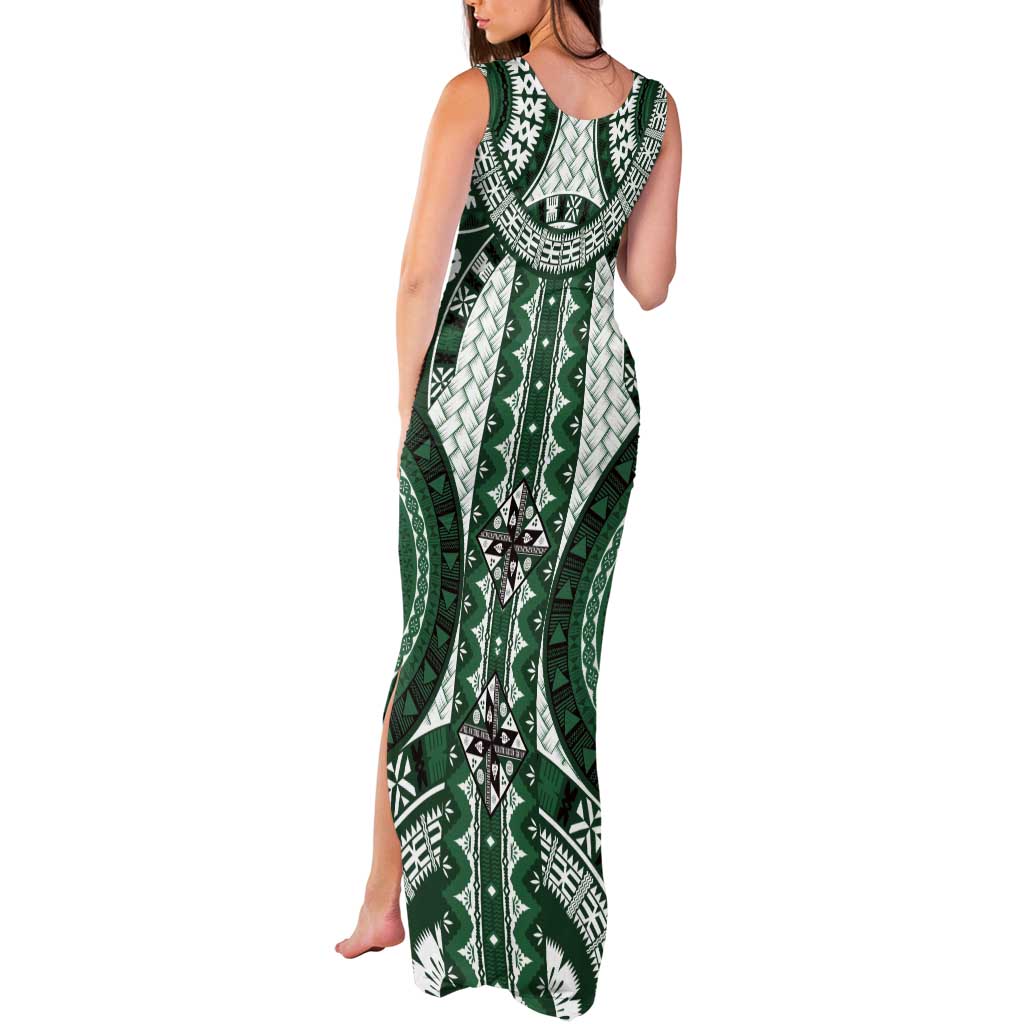 Bula Fiji Vintage Tank Maxi Dress Phthalo Green Masi Motifs Bula Fiji Vintage Tank Maxi Dress Phthalo Green Masi Motifs