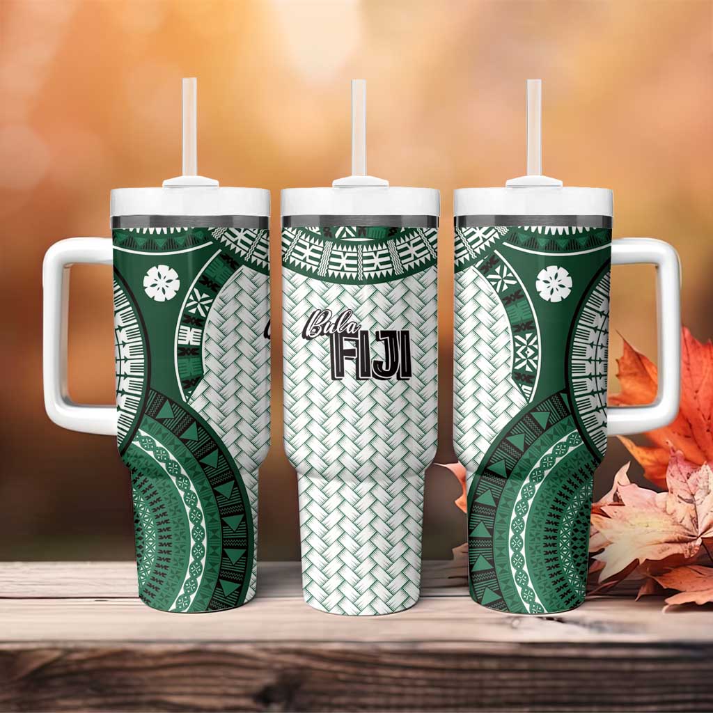 Bula Fiji Vintage Tumbler With Handle Phthalo Green Masi Motifs