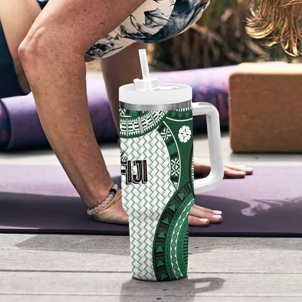 Bula Fiji Vintage Tumbler With Handle Phthalo Green Masi Motifs