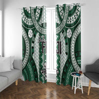 Bula Fiji Vintage Window Curtain Phthalo Green Masi Motifs