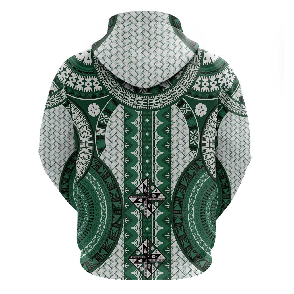 Bula Fiji Vintage Zip Hoodie Phthalo Green Masi Motifs