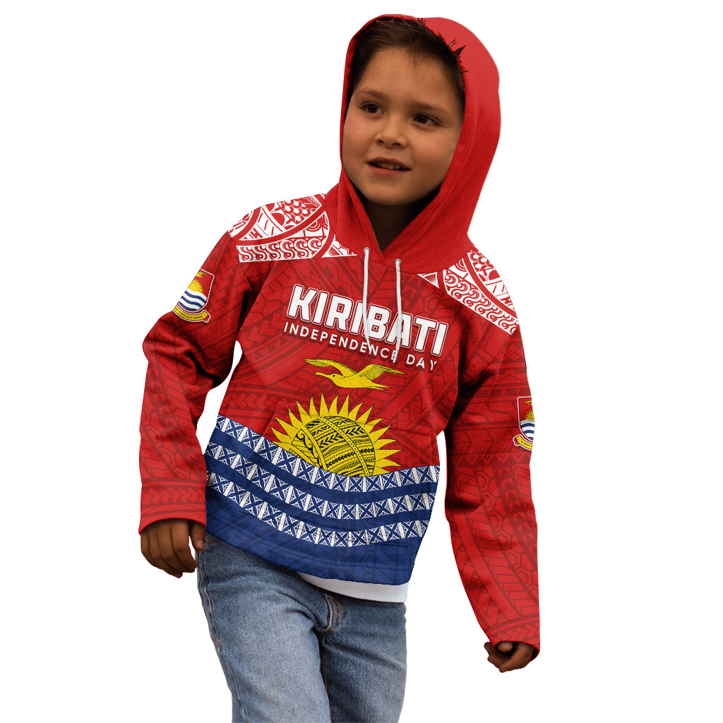 Personalised Kiribati Independence Day Kid Hoodie Flag Style 44th Anniversary LT7 - Polynesian Pride