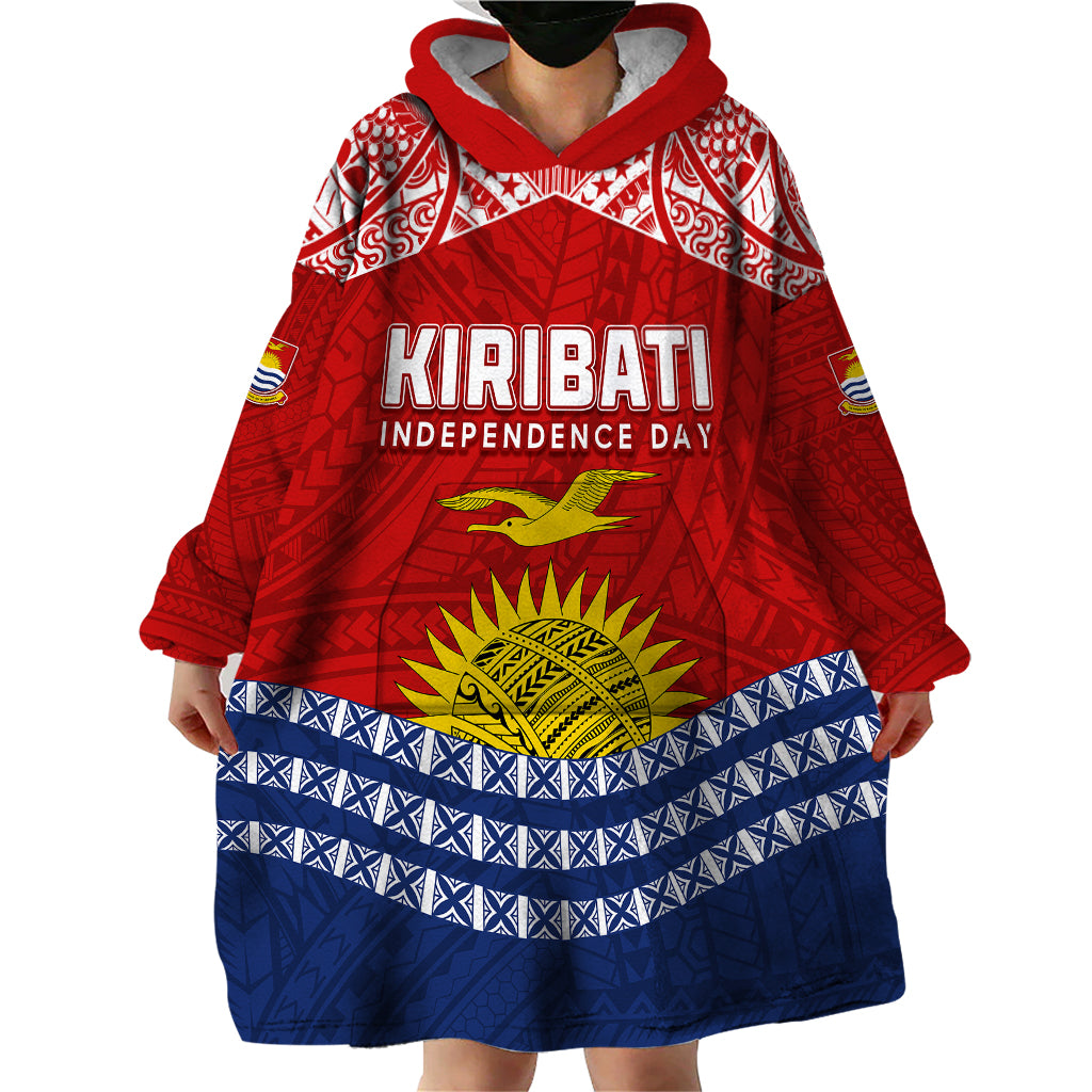 Personalised Kiribati Independence Day Wearable Blanket Hoodie Flag Style LT7 - Polynesian Pride