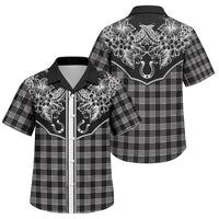 Hawai'i Paniolo Motif Black Family Matching Off Shoulder Maxi Dress and Hawaiian Shirt Floral Palaka Print LT7 Son's Shirt Black - Polynesian Pride