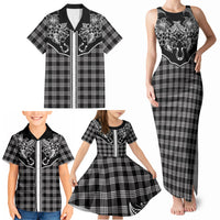 Hawai'i Paniolo Motif Black Family Matching Tank Maxi Dress and Hawaiian Shirt Floral Palaka Print LT7 - Polynesian Pride