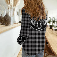 Hawai'i Paniolo Motif Black Women Casual Shirt Floral Palaka Print LT7 - Polynesian Pride