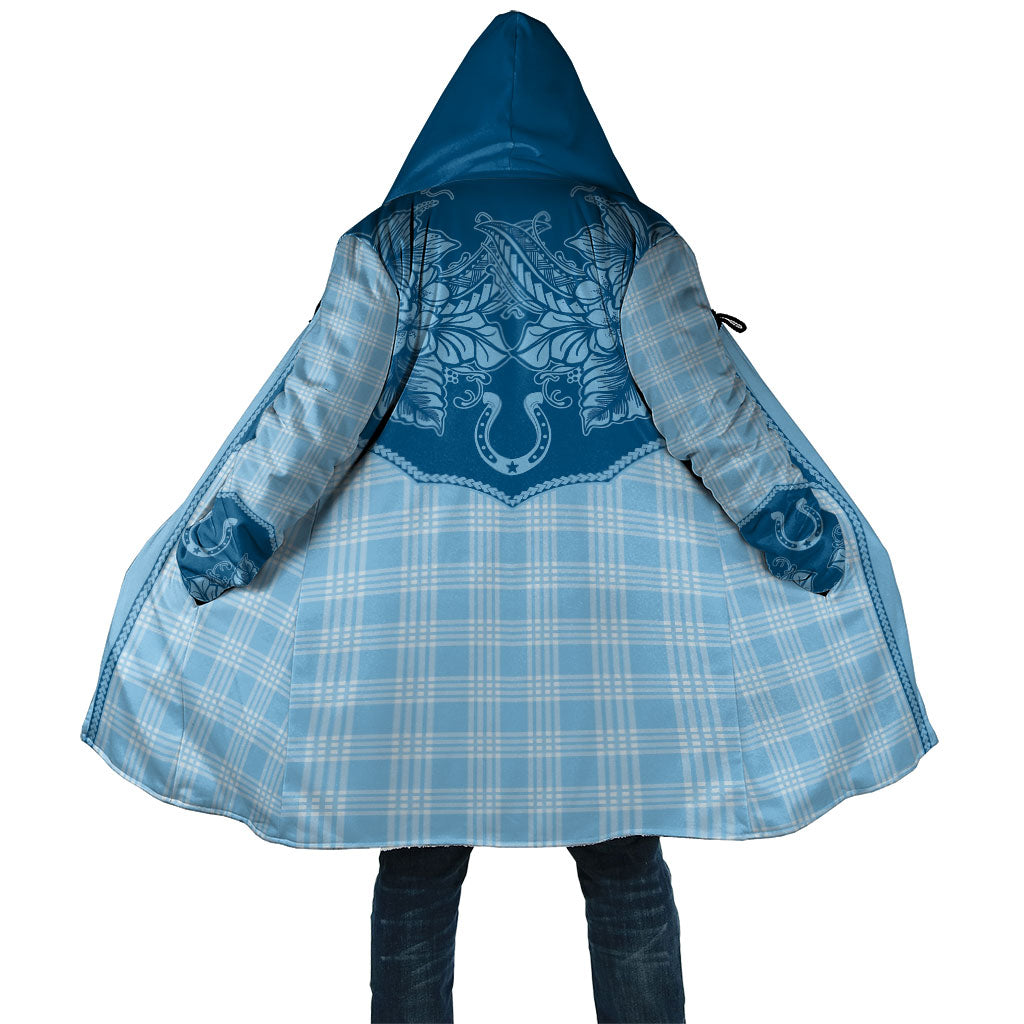 Hawai'i Paniolo Motif Deep Blue Cloak Floral Palaka Print LT7 Unisex Navy Blue - Polynesian Pride