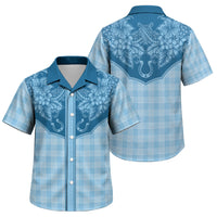 Hawai'i Paniolo Motif Deep Blue Family Matching Mermaid Dress and Hawaiian Shirt Floral Palaka Print LT7 Son's Shirt Navy Blue - Polynesian Pride