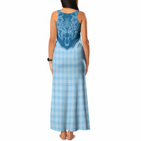 Hawai'i Paniolo Motif Deep Blue Tank Maxi Dress Floral Palaka Print