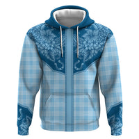 Hawai'i Paniolo Motif Deep Blue Zip Hoodie Floral Palaka Print LT7 Pullover Hoodie Navy Blue - Polynesian Pride