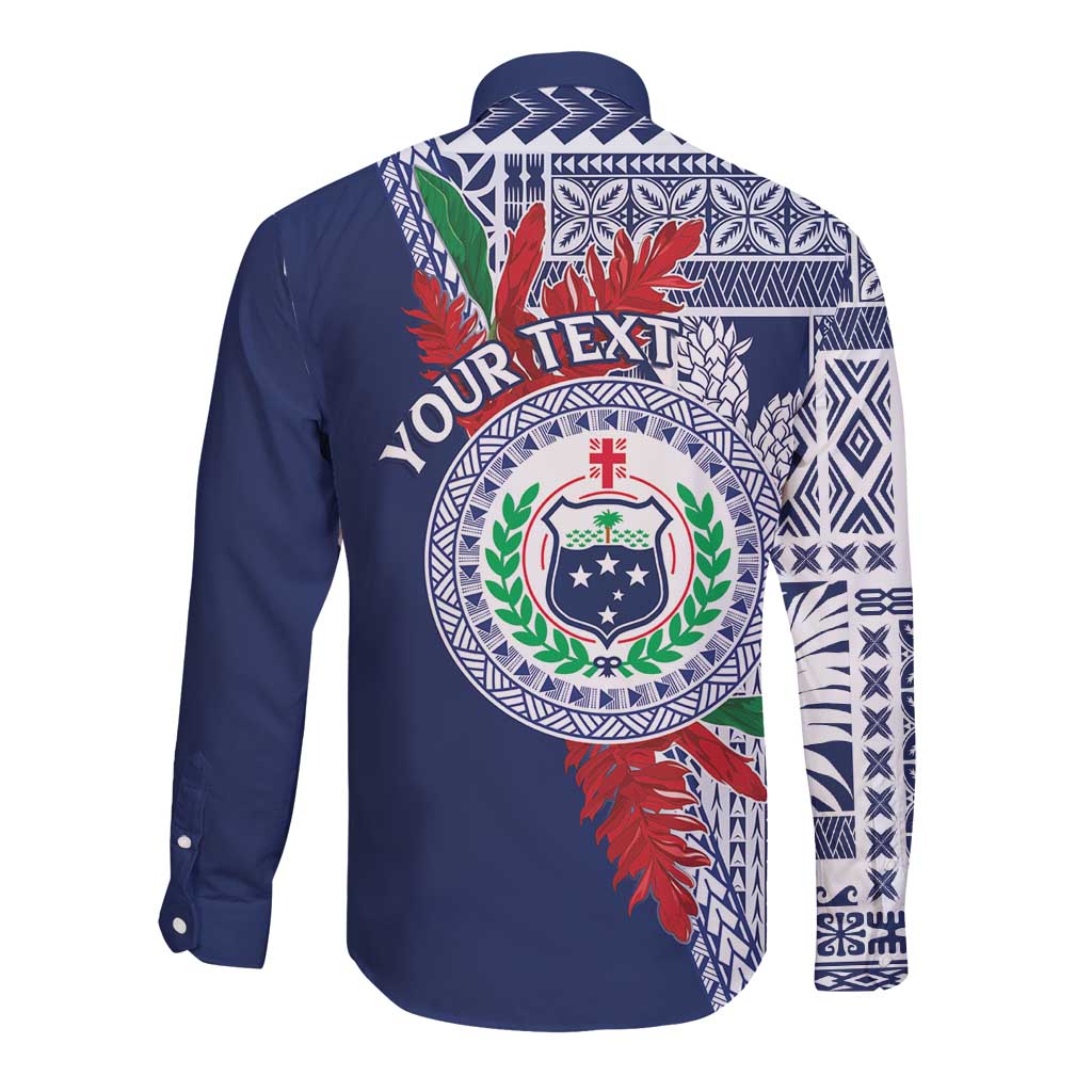Samoa Rugby Personalized Long Sleeve Button Shirt Toa Samoa Myriad Siapo
