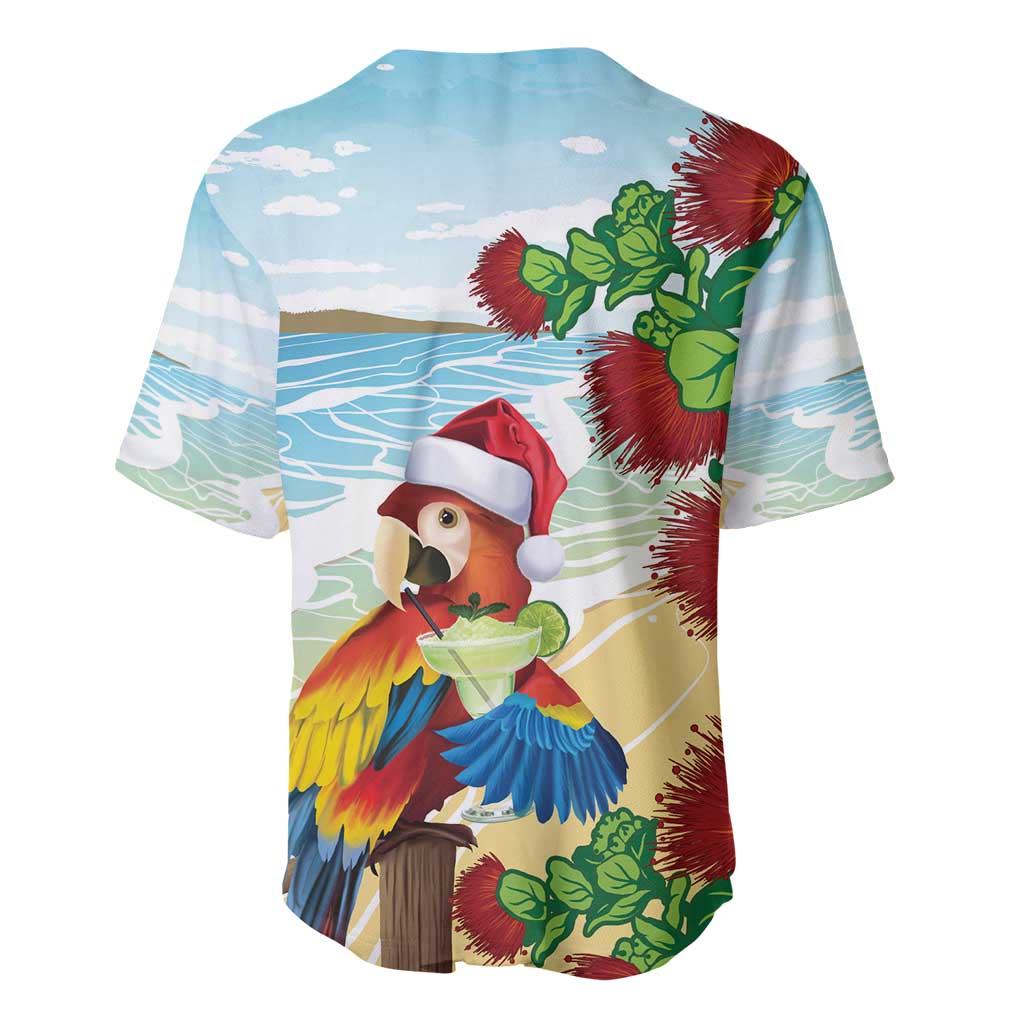 Have A Very Beach Christmas Baseball Jersey Parrot By Lehua Flower - Polynesian Pride