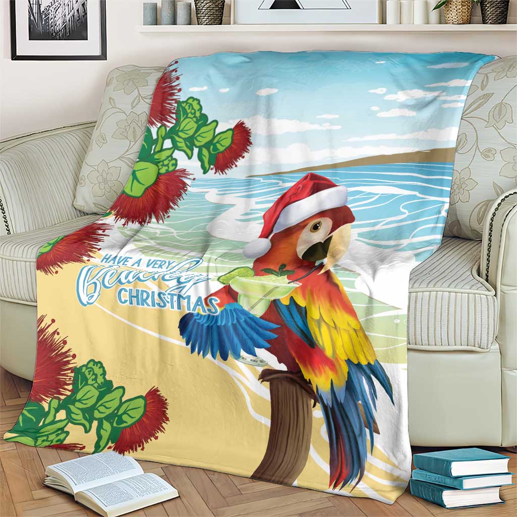 Have A Very Beach Christmas Blanket Parrot By Lehua Flower - Polynesian Pride
