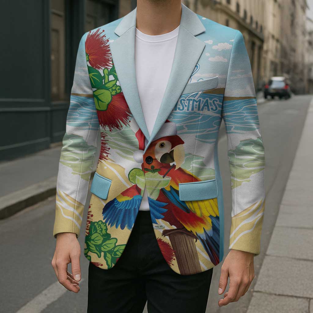 Have A Very Beach Christmas Blazer Parrot By Lehua Flower - Polynesian Pride