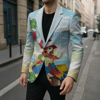 Have A Very Beach Christmas Blazer Parrot By Lehua Flower - Polynesian Pride