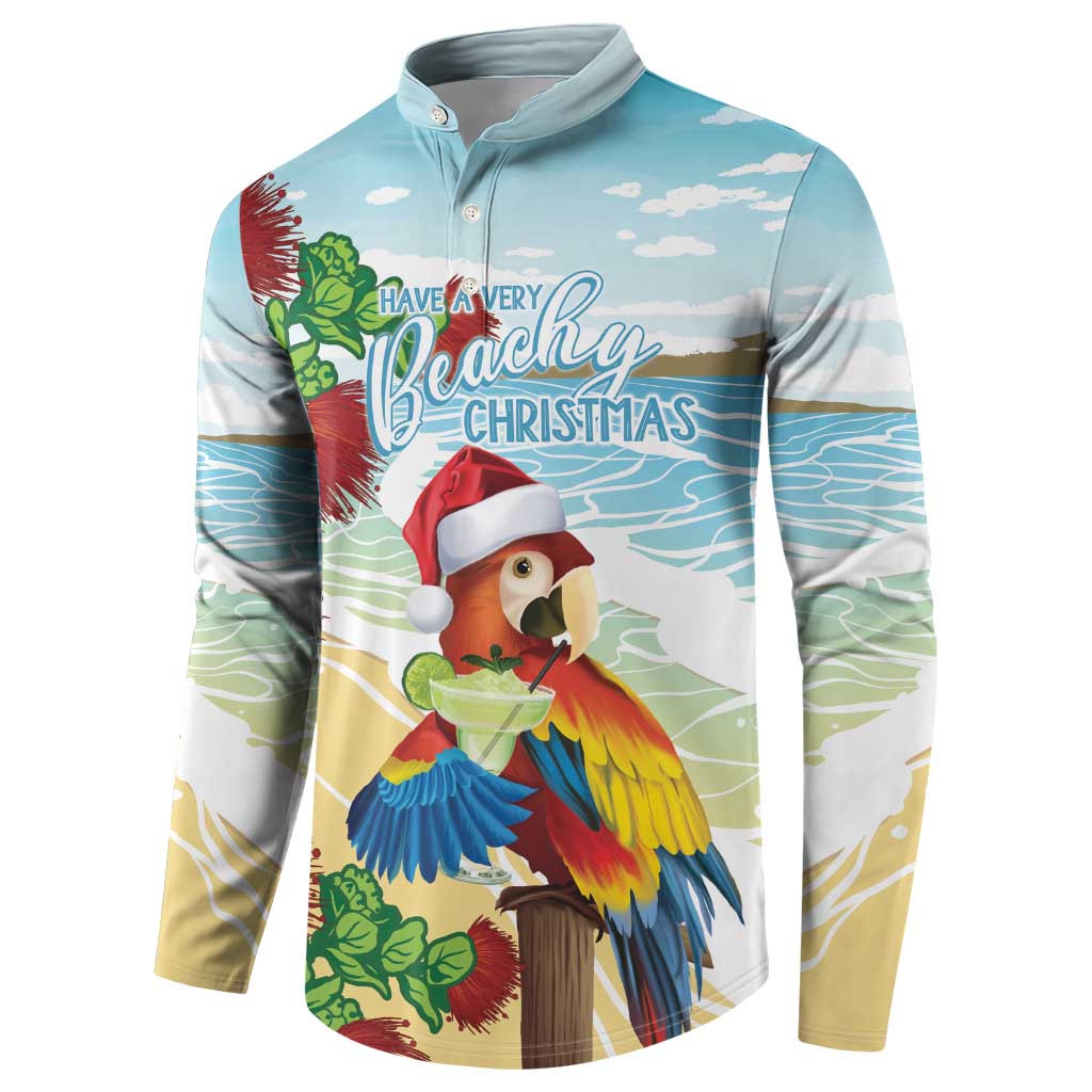 Have A Very Beach Christmas Button Sweatshirt Parrot By Lehua Flower - Polynesian Pride