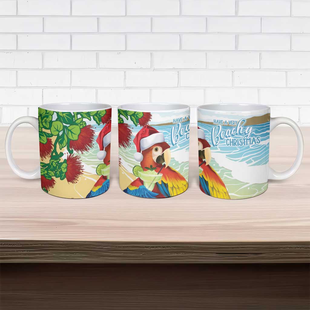 Have A Very Beach Christmas Ceramic Mug Parrot By Lehua Flower - Polynesian Pride