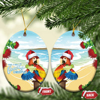 Have A Very Beach Christmas Ceramic Ornament Parrot By Lehua Flower - Polynesian Pride