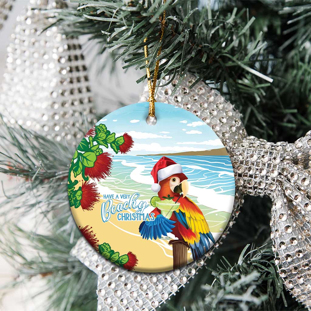 Have A Very Beach Christmas Ceramic Ornament Parrot By Lehua Flower - Polynesian Pride