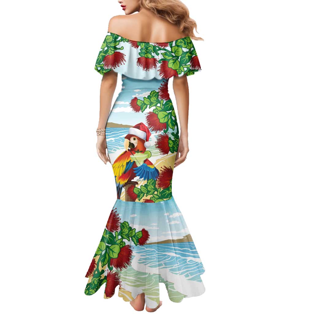 Have A Very Beach Christmas Family Matching Mermaid Dress and Hawaiian Shirt Parrot By Lehua Flower - Polynesian Pride