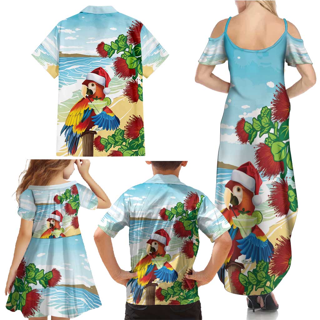 Have A Very Beach Christmas Family Matching Summer Maxi Dress and Hawaiian Shirt Parrot By Lehua Flower - Polynesian Pride