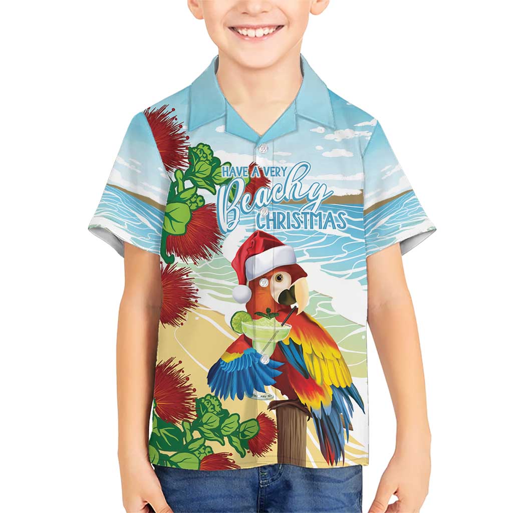 Have A Very Beach Christmas Kid Hawaiian Shirt Parrot By Lehua Flower - Polynesian Pride