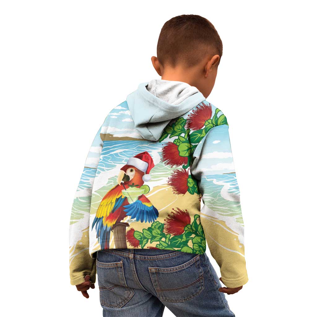 Have A Very Beach Christmas Kid Hoodie Parrot By Lehua Flower - Polynesian Pride