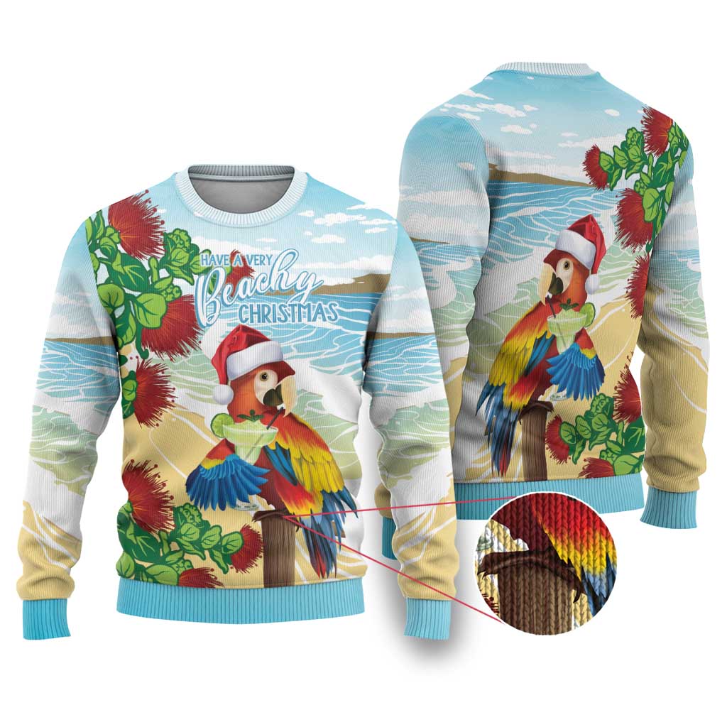 Have A Very Beach Christmas Ugly Christmas Sweater Parrot By Lehua Flower LT7 Art - Polynesian Pride