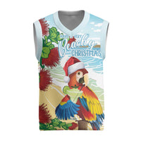 Have A Very Beach Christmas Knitted V-Neck Vest Parrot By Lehua Flower - Polynesian Pride
