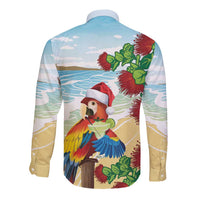 Have A Very Beach Christmas Long Sleeve Button Shirt Parrot By Lehua Flower - Polynesian Pride