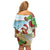Have A Very Beach Christmas Off Shoulder Short Dress Parrot By Lehua Flower - Polynesian Pride