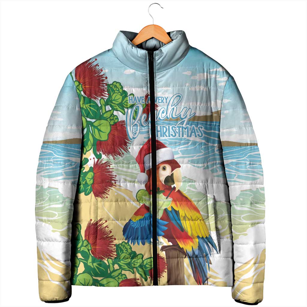 Have A Very Beach Christmas Padded Jacket Parrot By Lehua Flower - Polynesian Pride