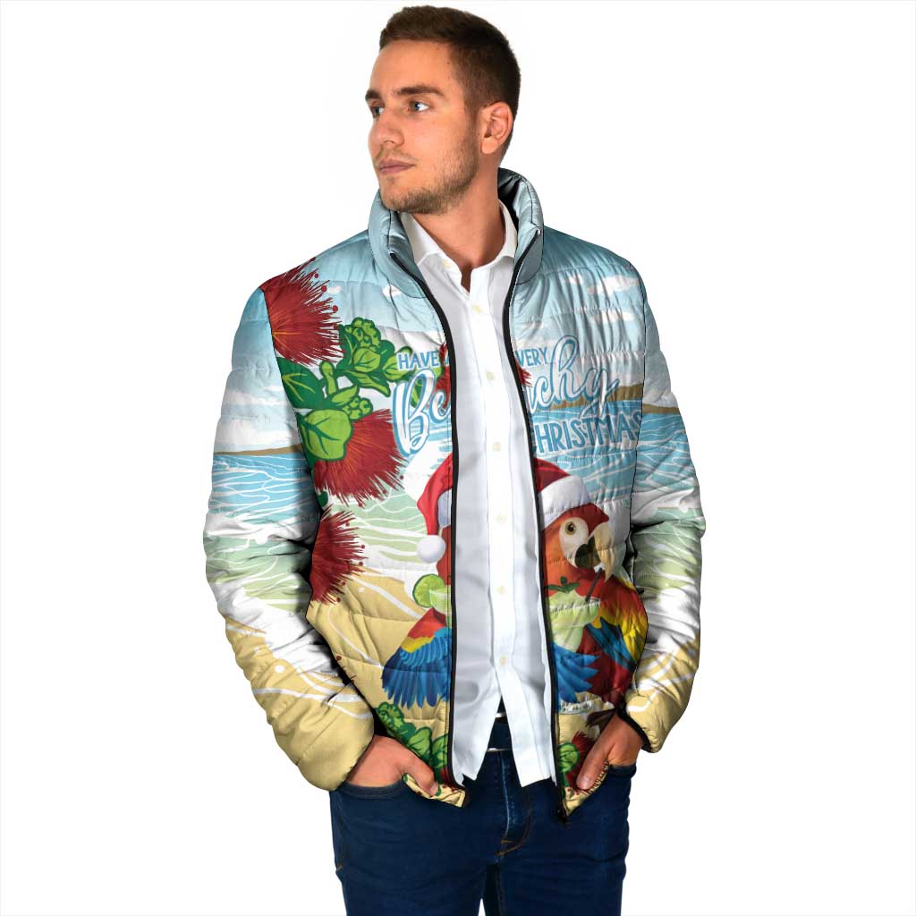 Have A Very Beach Christmas Padded Jacket Parrot By Lehua Flower - Polynesian Pride