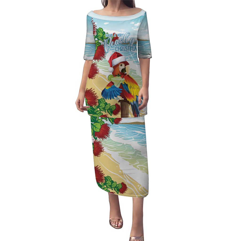 Have A Very Beach Christmas Puletasi Parrot By Lehua Flower - Polynesian Pride